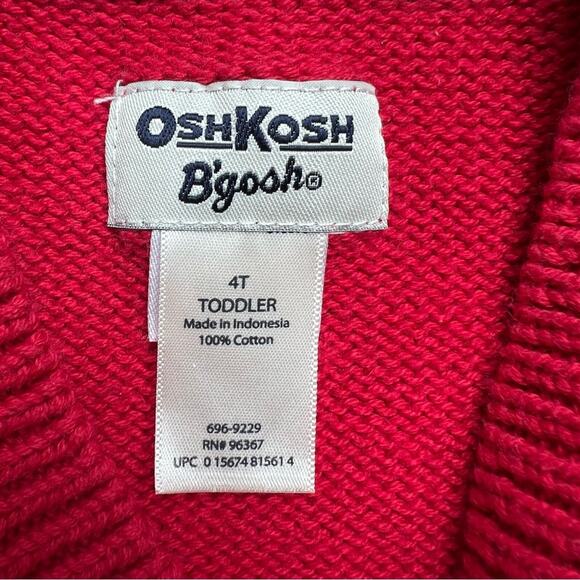 OshKosh B’gosh Boys Sweater Vest 4T Red Cotton Knit Argyle Pullover Sleeveless - Picture 3 of 3